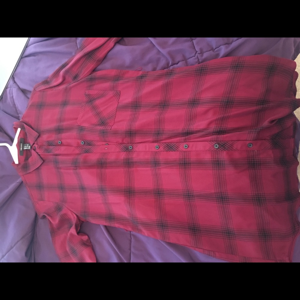 Red and black paid long sleeve dress